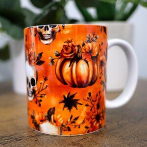 Fall / Halloween Ceramic 12oz Mugs, Handmade, cup, coffee, tea, drink, pumpkin